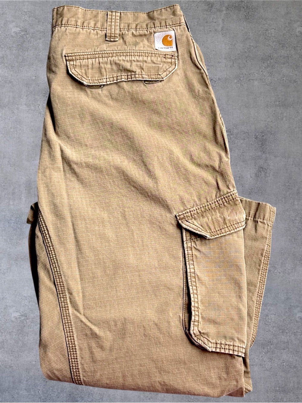 Carhartt Cargo Pants Mens 38x30 Brown Relaxed Fit Ripstop Workwear 101148
